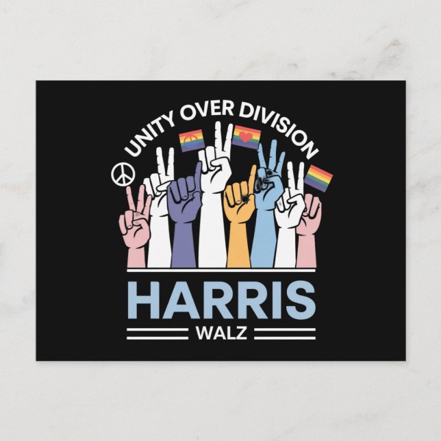 Harris Walz Waltz 2024 Unity Over Division Postcard (Front)