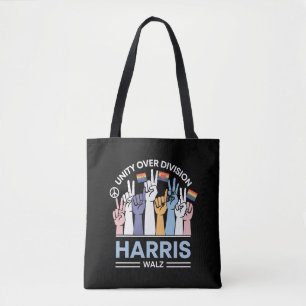 Harris Walz Waltz 2024 Unity Over Division Tote Bag