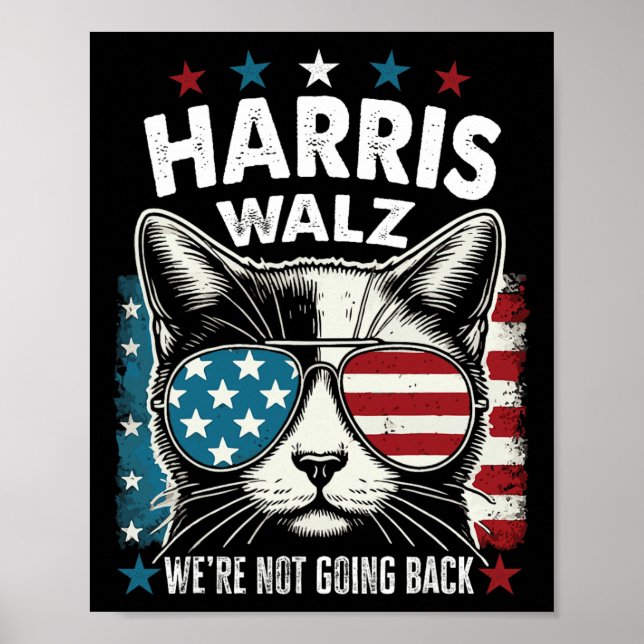 Harris Walz Waltz 2024 We're Not Going Back Funny  Poster (Front)