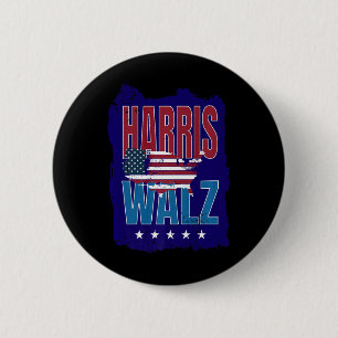 Harris Wheimer 2024 Distressed Us Flag Election Pr 6 Cm Round Badge