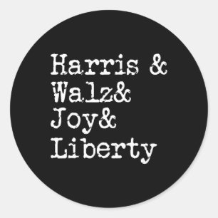 Harris Wheimer Joy Liberty Vote Kamala Harris Pres Classic Round Sticker