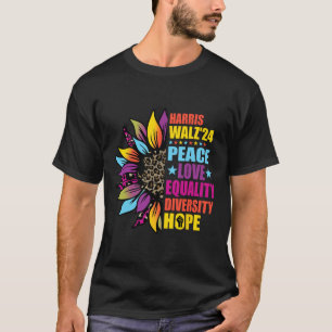 Harris Wheimer Peace Love Equality Diversity Leopa T-Shirt