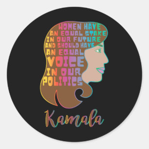Harris Women Feminist Quote Rainbow Art Gift Classic Round Sticker