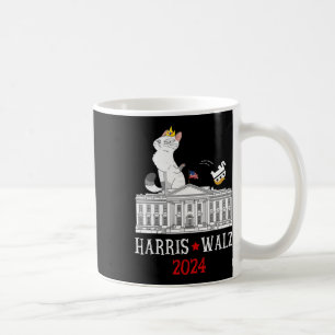 Harris Won 2024 President Election Funny Cat Ladie Coffee Mug