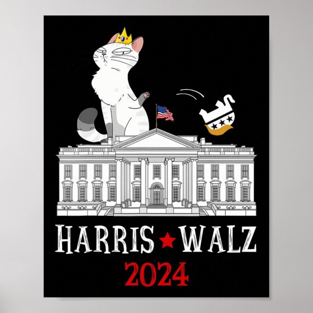 Harris Won 2024 President Election Funny Cat Ladie Poster (Front)