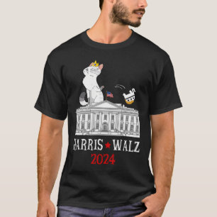 Harris Won 2024 President Election Funny Cat Ladie T-Shirt