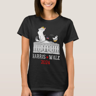 Harris Won 2024 President Election Funny Cat Ladie T-Shirt