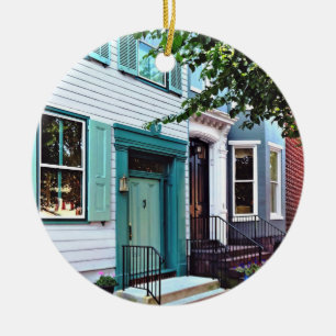 Harrisburg PA - Building with Green Door Ceramic Ornament