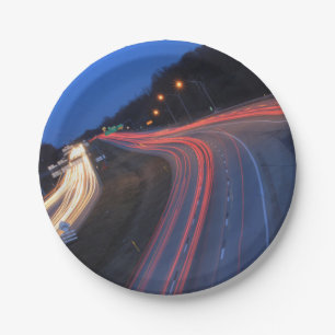 Harrisburg Pennsylvania I-81 Light Trails at Dusk Paper Plate