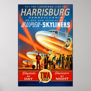 Harrisburg Pennsylvania Transcontinental & Western Poster