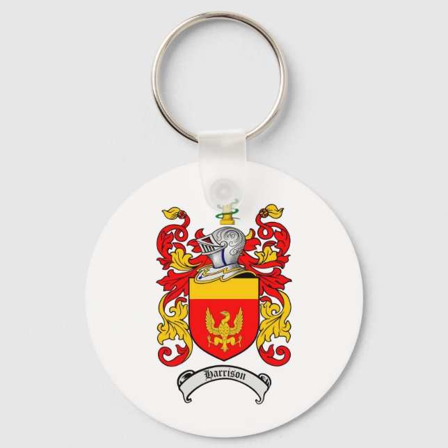 HARRISON FAMILY CREST -  HARRISON COAT OF ARMS KEY RING (Front)