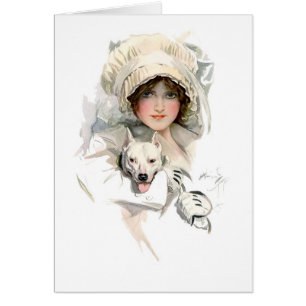 Harrison Fisher Girl and Her Dog