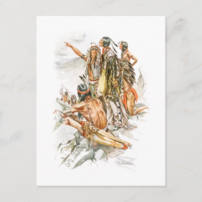 Harrison Fisher Song of Hiawatha To the Mountains Postcard (Front)