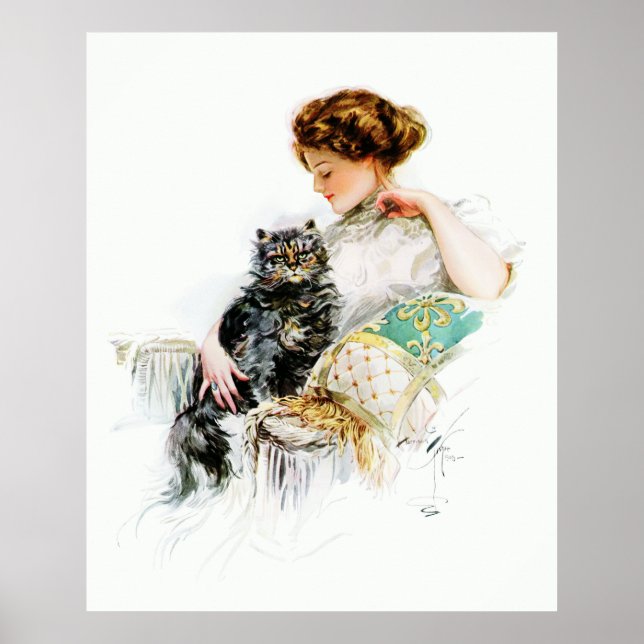Harrison Fisher: Woman with Cat Poster (Front)