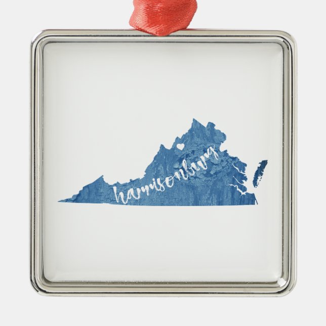 Harrisonburg Virginia Wood Grain Metal Ornament (Front)