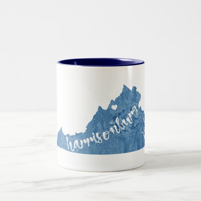 Harrisonburg Virginia Wood Grain Two-Tone Coffee Mug (Center)