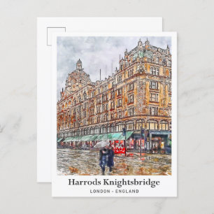 Harrods Knightsbridge London Travel Watercolor  Postcard