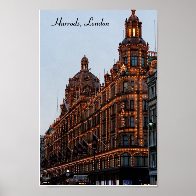 Harrods, London Night Lights Poster (Front)