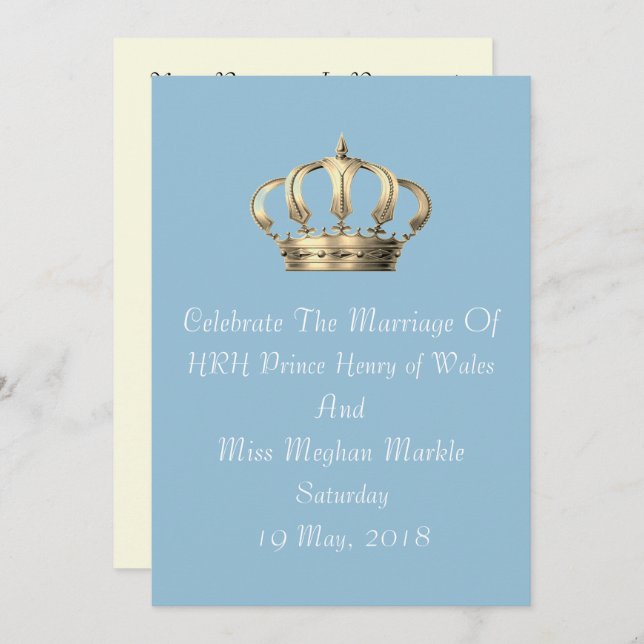 Harry and Meghan Royal Crown Custom Invitation (Front/Back)