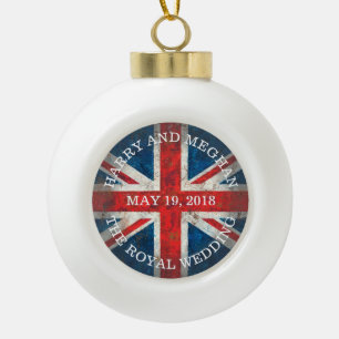 Harry and Meghan Royal Wedding Ceramic Ball Christmas Ornament
