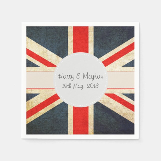 Harry and Meghan Royal Wedding UK Flag Napkins (Front)