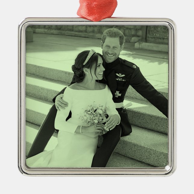Harry and Meghan wedding portrait stylised Metal Ornament (Front)