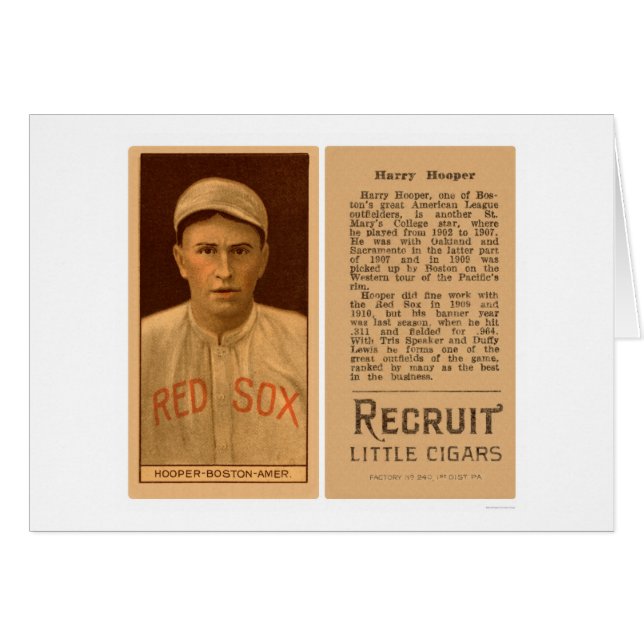 Harry Hooper Red Sox Baseball 1912 (Front Horizontal)