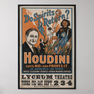 Harry Houdini Vintage Magician Performance Poster