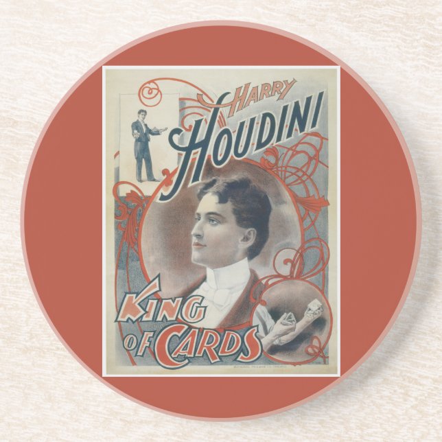 Harry Houdini Vintage Magician Poster Coaster (Front)