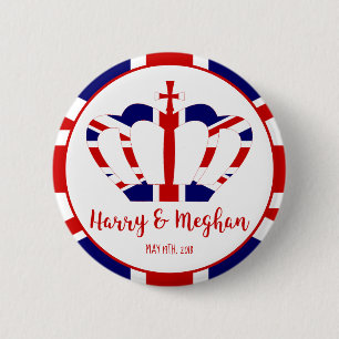 Harry & Meghan Crown Royal Wedding Celebration 6 Cm Round Badge