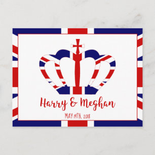 Harry & Meghan Crown   Royal Wedding Celebration Invitation Postcard