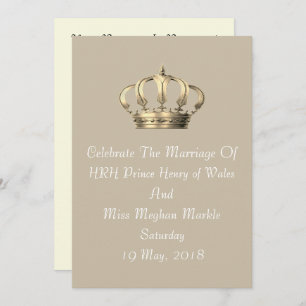 Harry & Meghan Royal Crown Invitation (Taupe)