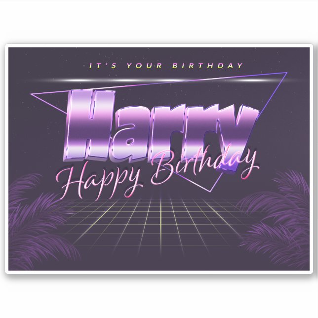Harry Name First name lila retro Sticker Birthday (Front)