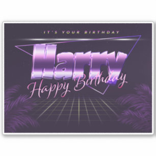 Harry Name Vorname lila retro Sticker Geburtstag