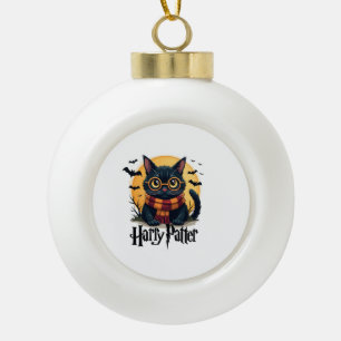 Harry Pawter Witch Black Cat Halloween Funny Movie Ceramic Ball Christmas Ornament