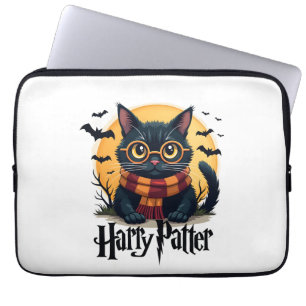 Harry Pawter Witch Black Cat Halloween Funny Movie Laptop Sleeve