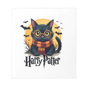 Harry Pawter Witch Black Cat Halloween Funny Movie Notepad