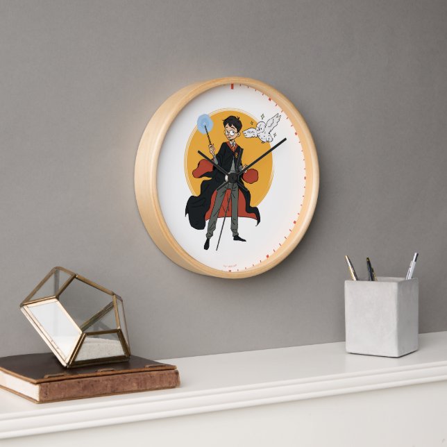 HARRY POTTER™ and Hedwig Illustration Clock (Office)