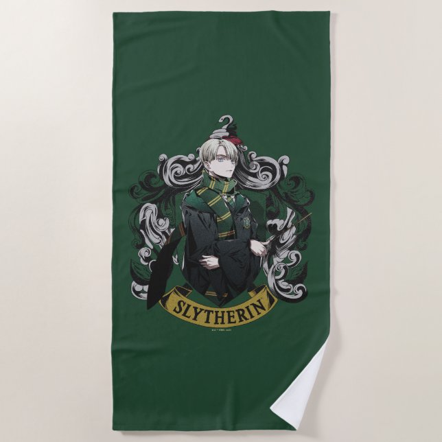 HARRY POTTER™ | Anime Draco Malfoy House Crest Beach Towel (Front)