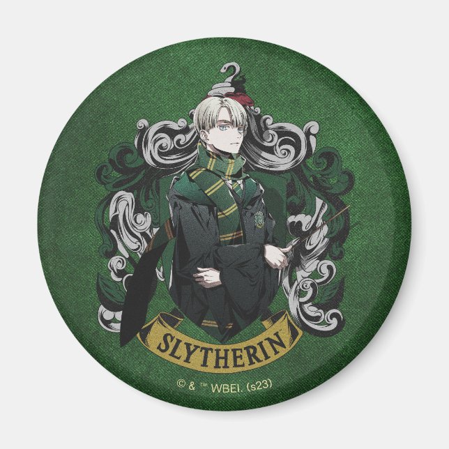 HARRY POTTER™ | Anime Draco Malfoy House Crest Magnet (Front)