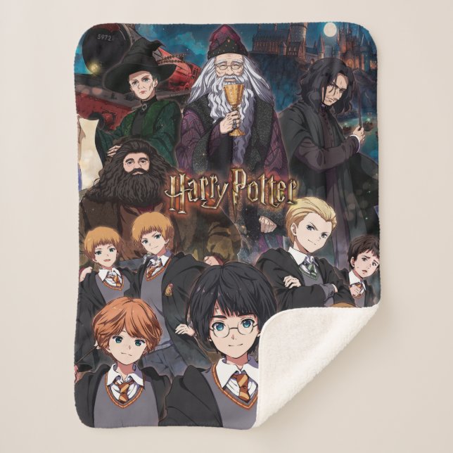 HARRY POTTER™ Anime Ensemble Scene Sherpa Blanket (Front)