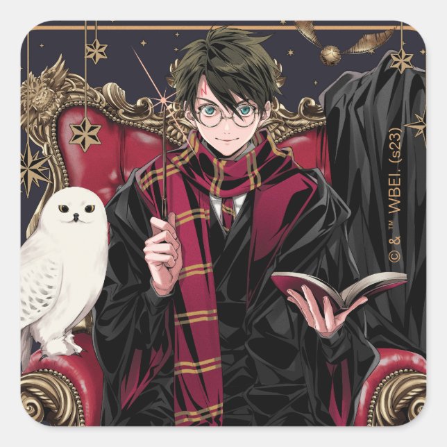 HARRY POTTER™ | Anime HARRY POTTER™ Seated Square Sticker (Front)