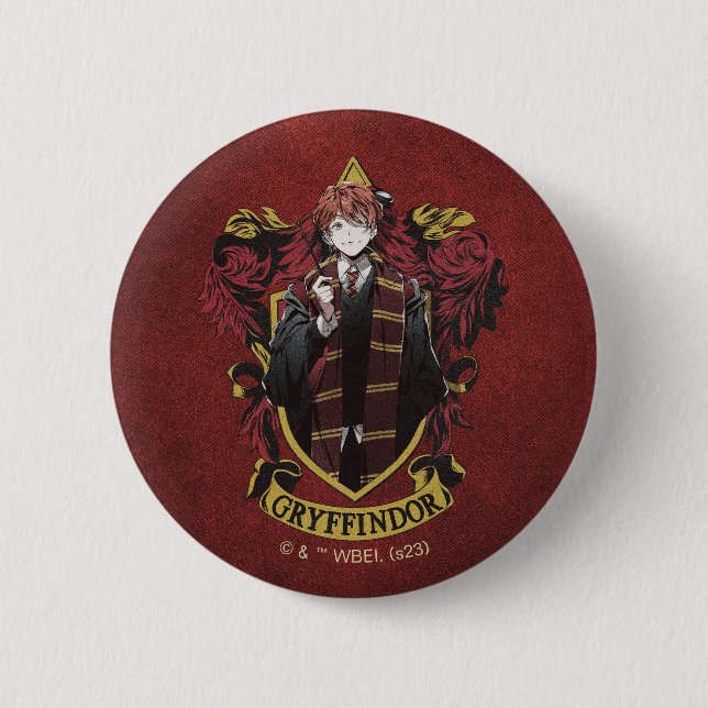 HARRY POTTER™ | Anime Ron Weasley House Crest 6 Cm Round Badge (Front)