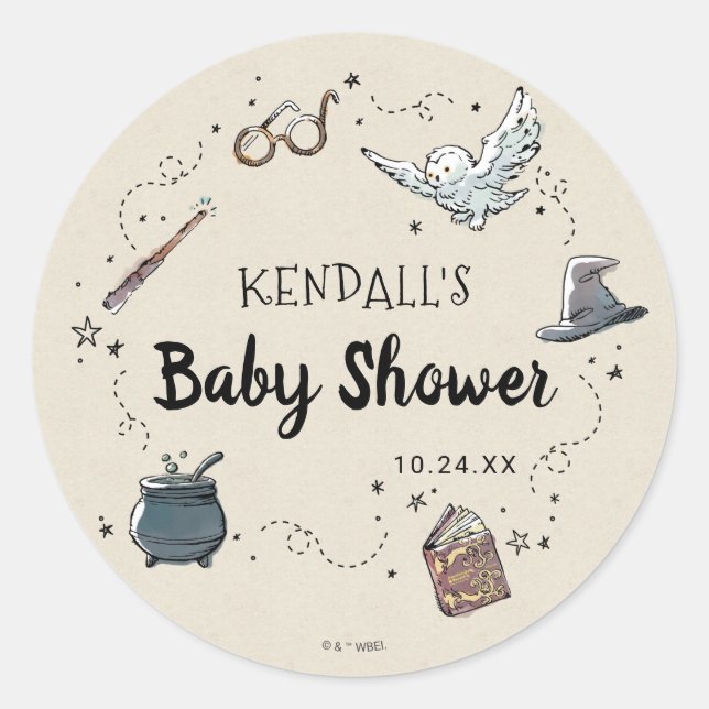 Harry Potter Baby Shower Classic Round Sticker (Front)