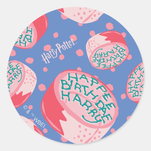 HARRY POTTER™ Birthday Cake Pattern Classic Round Sticker (Front)