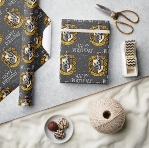 Harry Potter Birthday   Hufflepuff Chalkboard Wrapping Paper