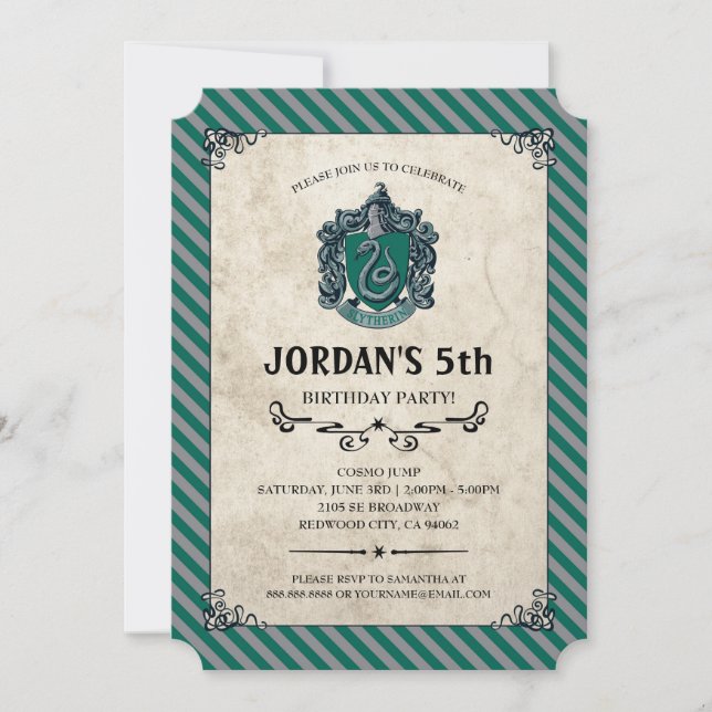Harry Potter Birthday | Slytherin Invitation (Front)