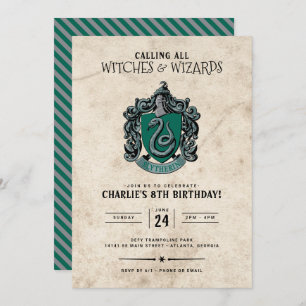 Harry Potter Birthday   Slytherin Invitation