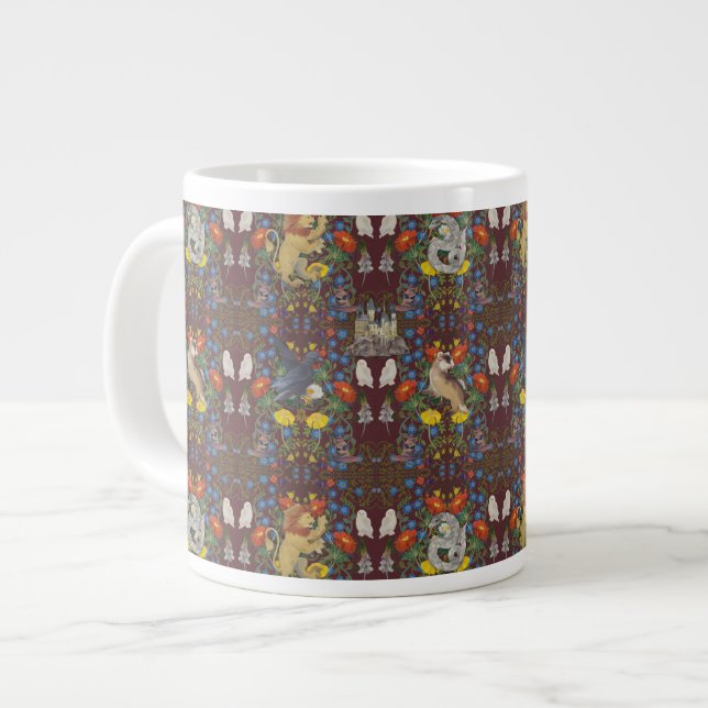 HARRY POTTER™ | Burgundy Watercolor Icon Pattern Large Coffee Mug (Front Left)