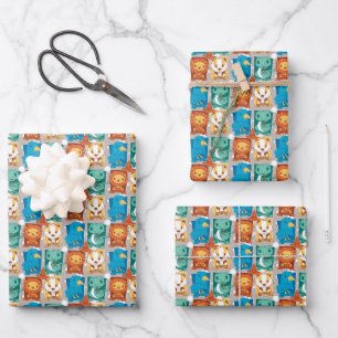 HARRY POTTER™   CARTOON HOGWARTS™ HOUSES WRAPPING PAPER SHEET